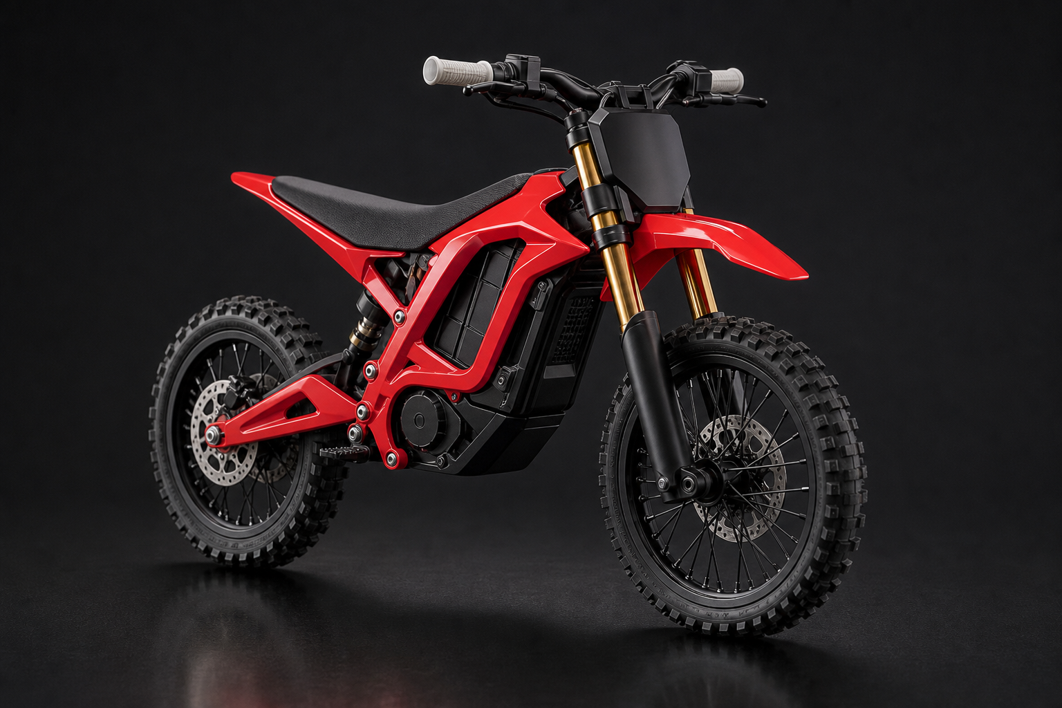 Red 1:9 scale custom electric dirt bike product render
