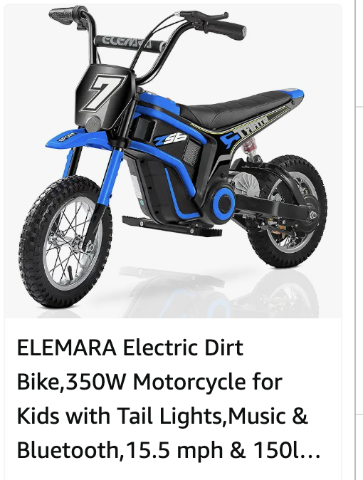 Sprint R custom kids electric dirt bike reference